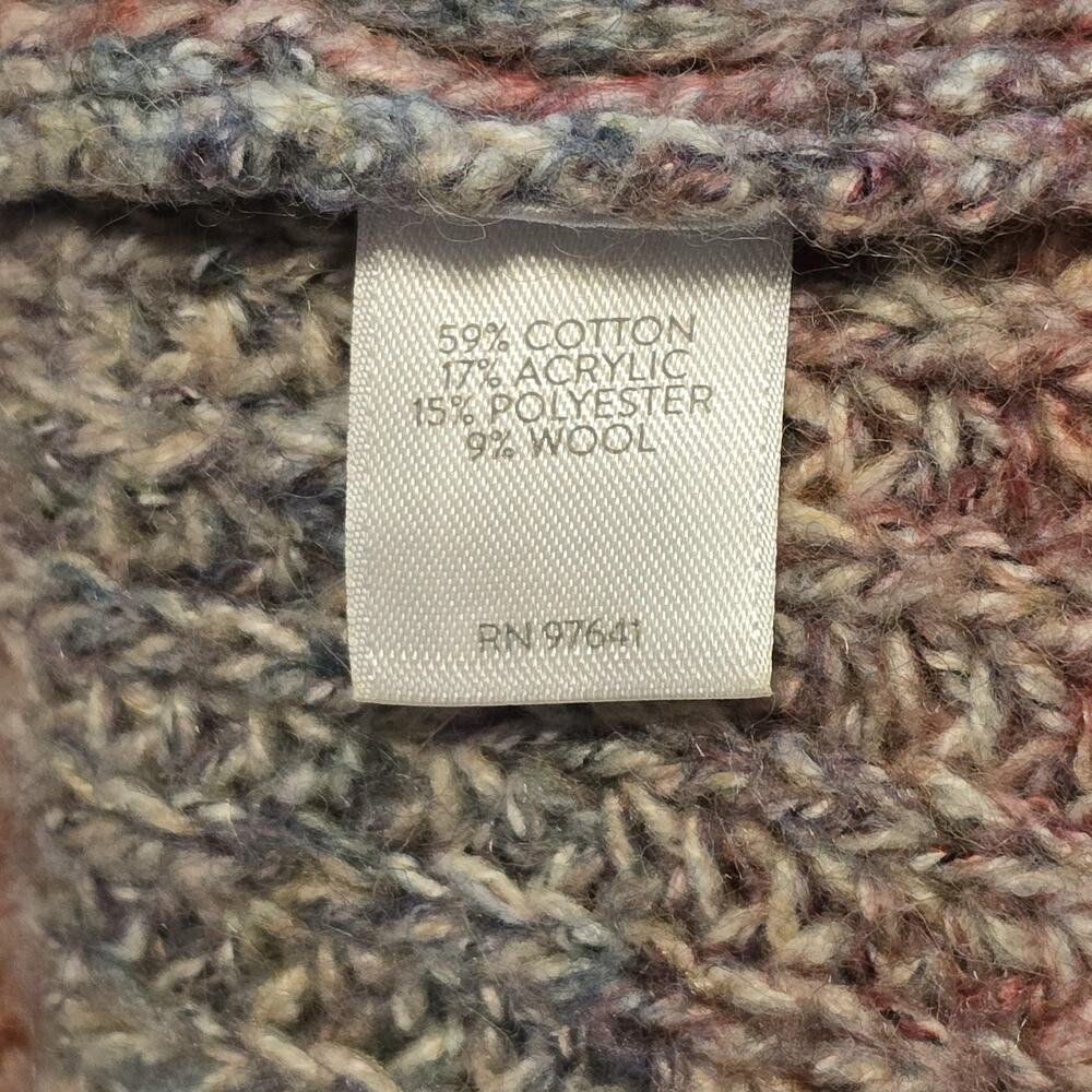 J Jill Sweater Womens M Pink Gray Striped Chunky Knit Crew Neck Cozy Pullover - Picture 4 of 8